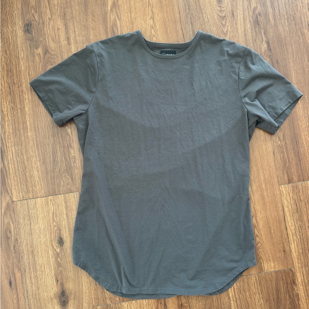 Cuts Elongated Gray T Shirt